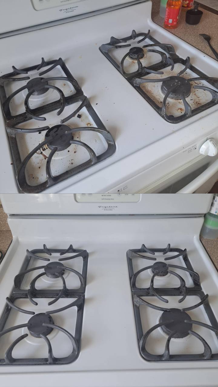 The shining white gas stove